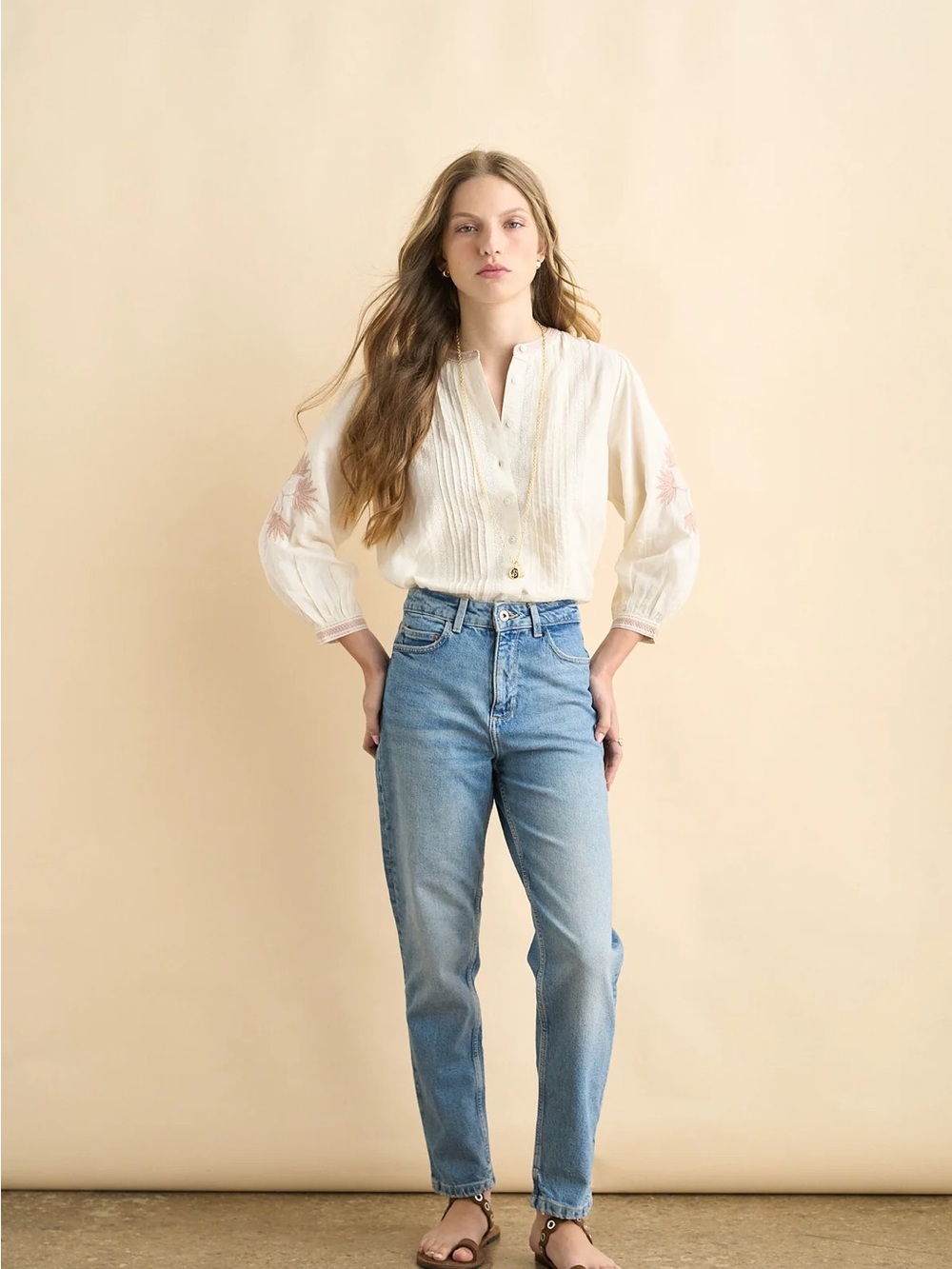 Sonmer Jo Blouse Off White Embroidered - Picture 4 of 4